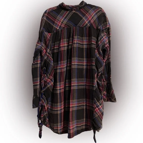 Free People Nordic Side Lace-Up Flannel Button Down Top Size Large - Picture 5 of 10